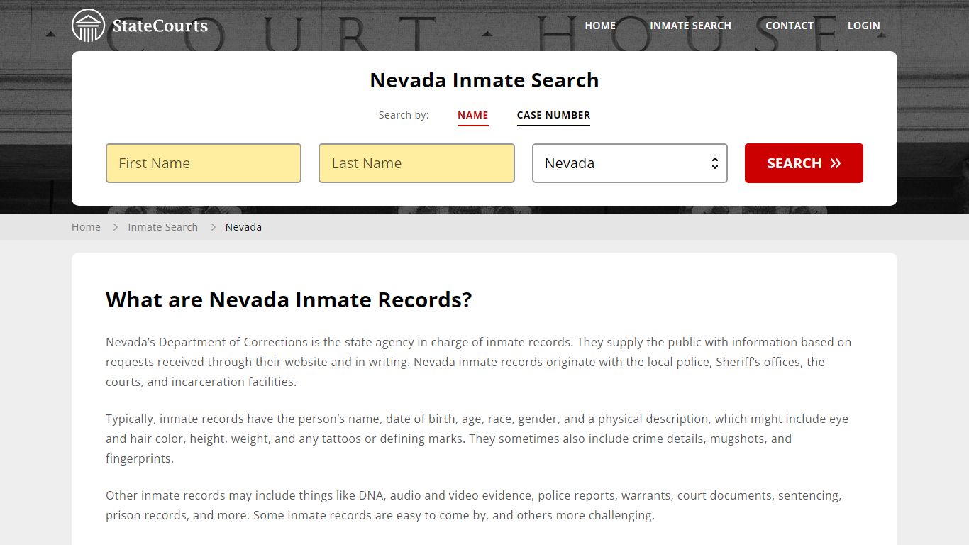 Nevada Inmate Search, Prison and Jail Information - StateCourts